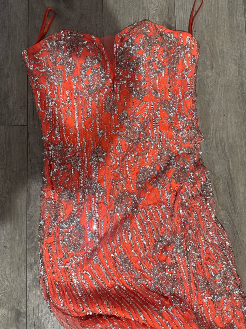 Jovani Coral Strapless Sequin Gown